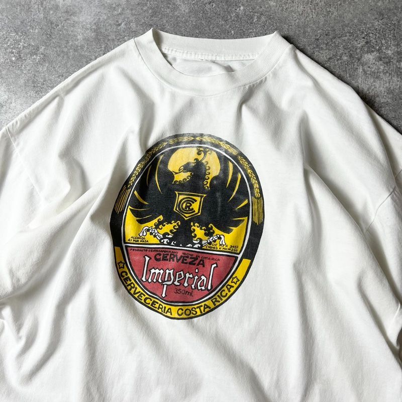 90s CERVEZA Imperial 染み込み 企業物 ロゴ プリント 半袖 Tシャツ