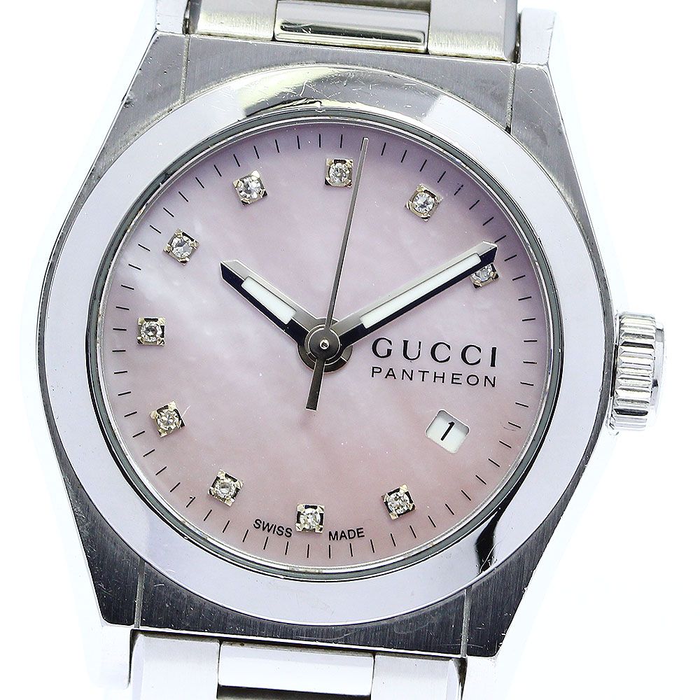 グッチ GUCCI 115.5/YA115503 パンテオン 10Pダイヤ クォーツ