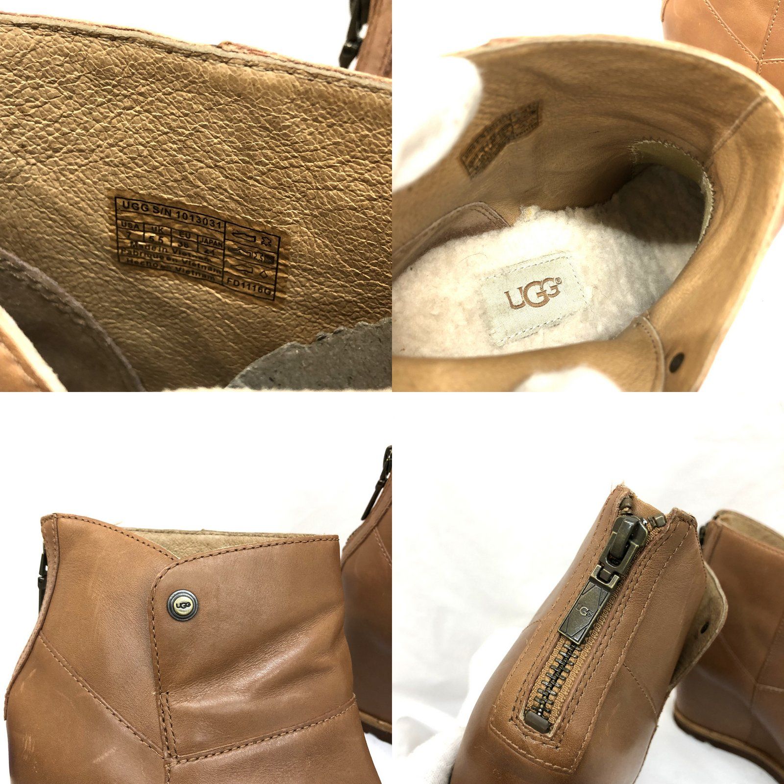 UGG アグ ショートブーツ ウェッジソール レザー ブラウン AMAL アルマ