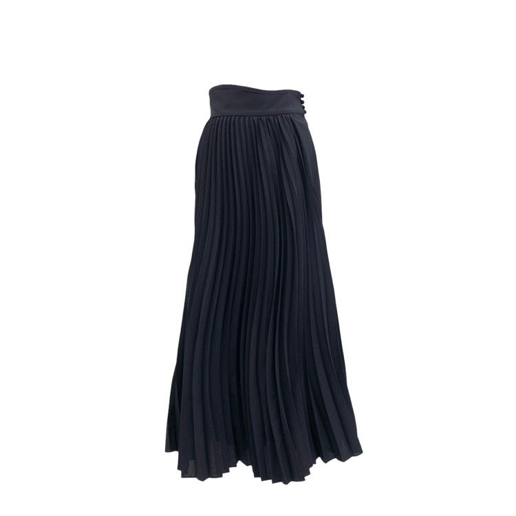 Mame Kurogouchi マメクロゴウチ Curved Pleated Flared Skirt カーブプリーツフ スカート ネイビー 2 MM22FW-SK042