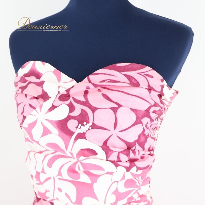 日本製 フラダンス衣装】ピンク ALOHA STANDARDS ワンピース 白