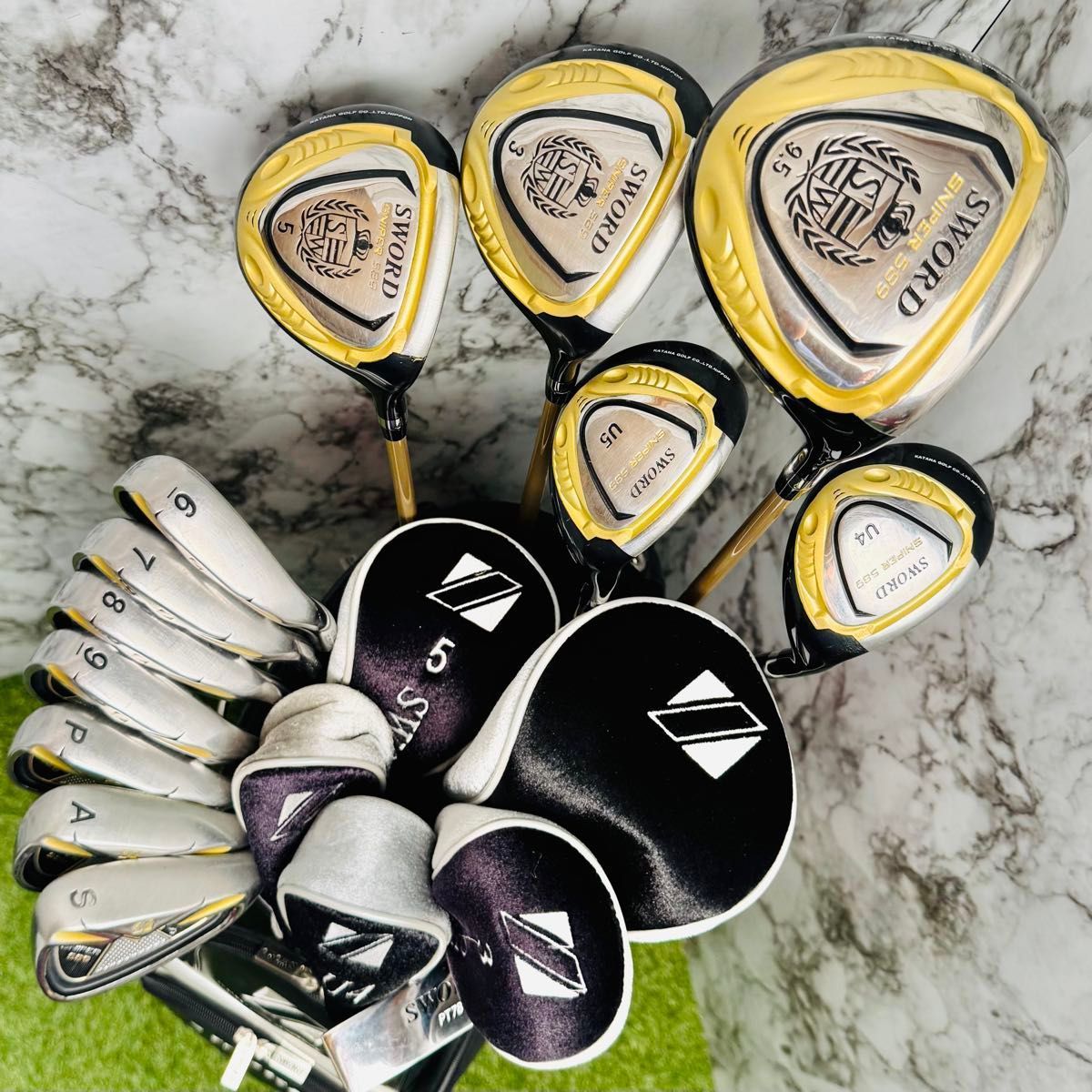 【良品】初心者推奨 カタナ ソード メンズゴルフセット 13本 SR&R 初心者推奨】カタナ ソード スナイパー 589 メンズゴルフセット 13本 R