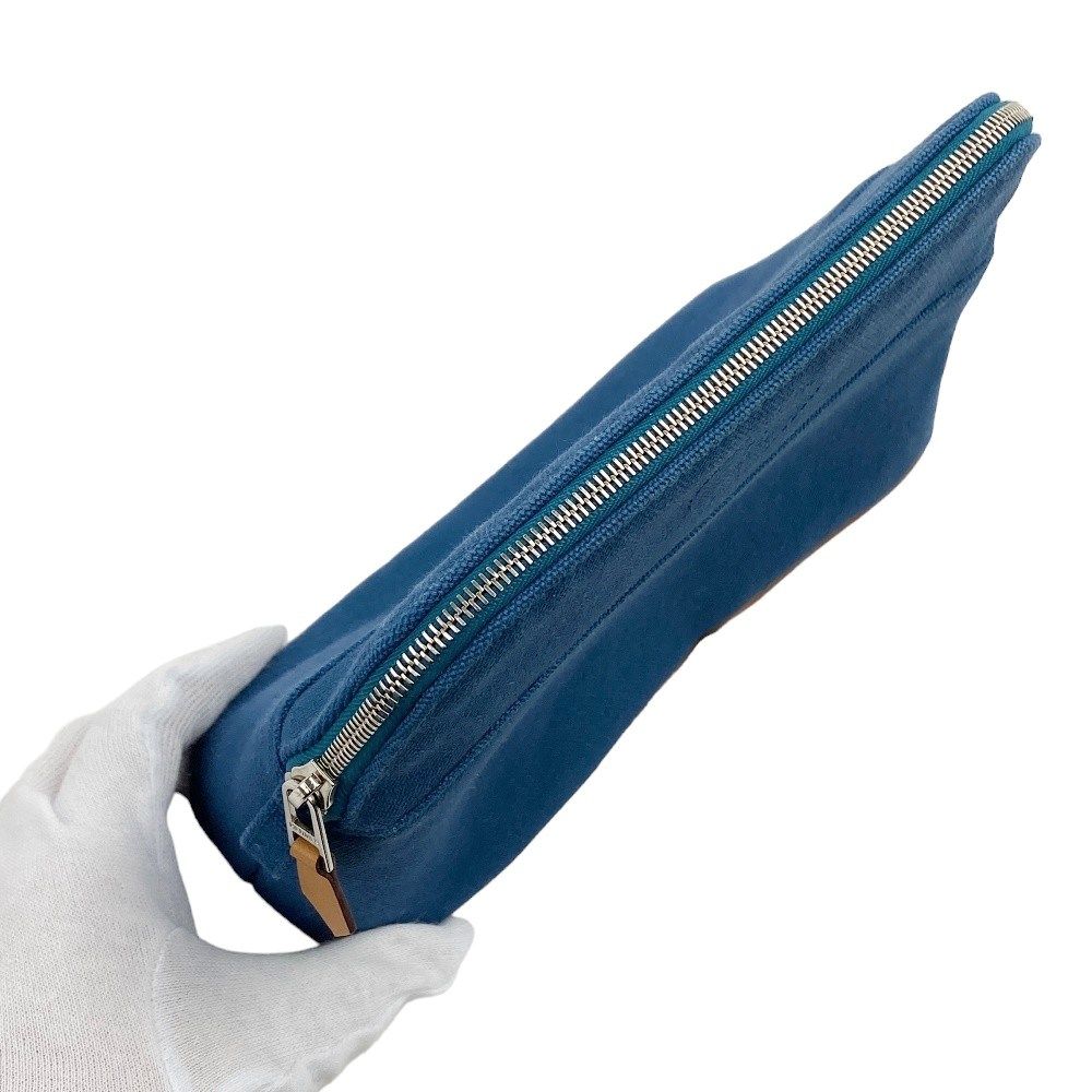 エルメス　ボリード　ポーチ　ブルー HERMES(エルメス)/ボリードポーチ/トワルアッシュ×ターコイズ