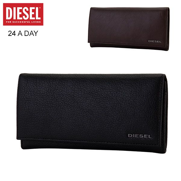 ディーゼル Diesel 財布 長財布 24 A DAY メンズ レザー 革 本革 X03928 PR271 ブラック ブラウン Wallet レディース 二つ折り 長札 サイフ さいふ ファッション DI9-82