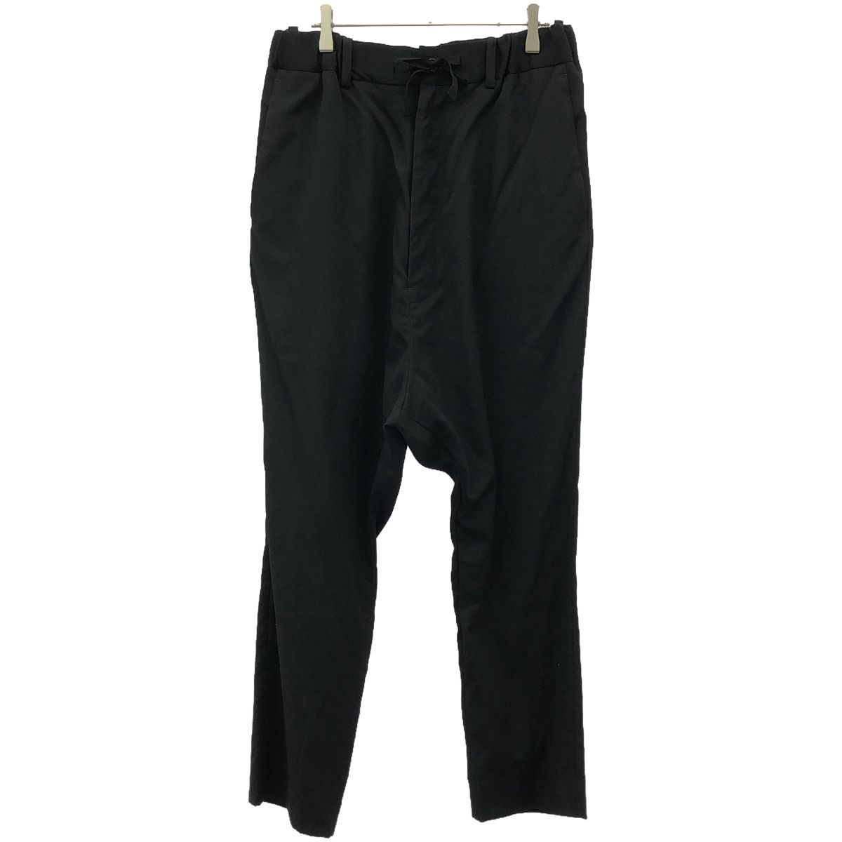 ヨウジヤマモト プールオム ウールギャバジン ブラック スラックス