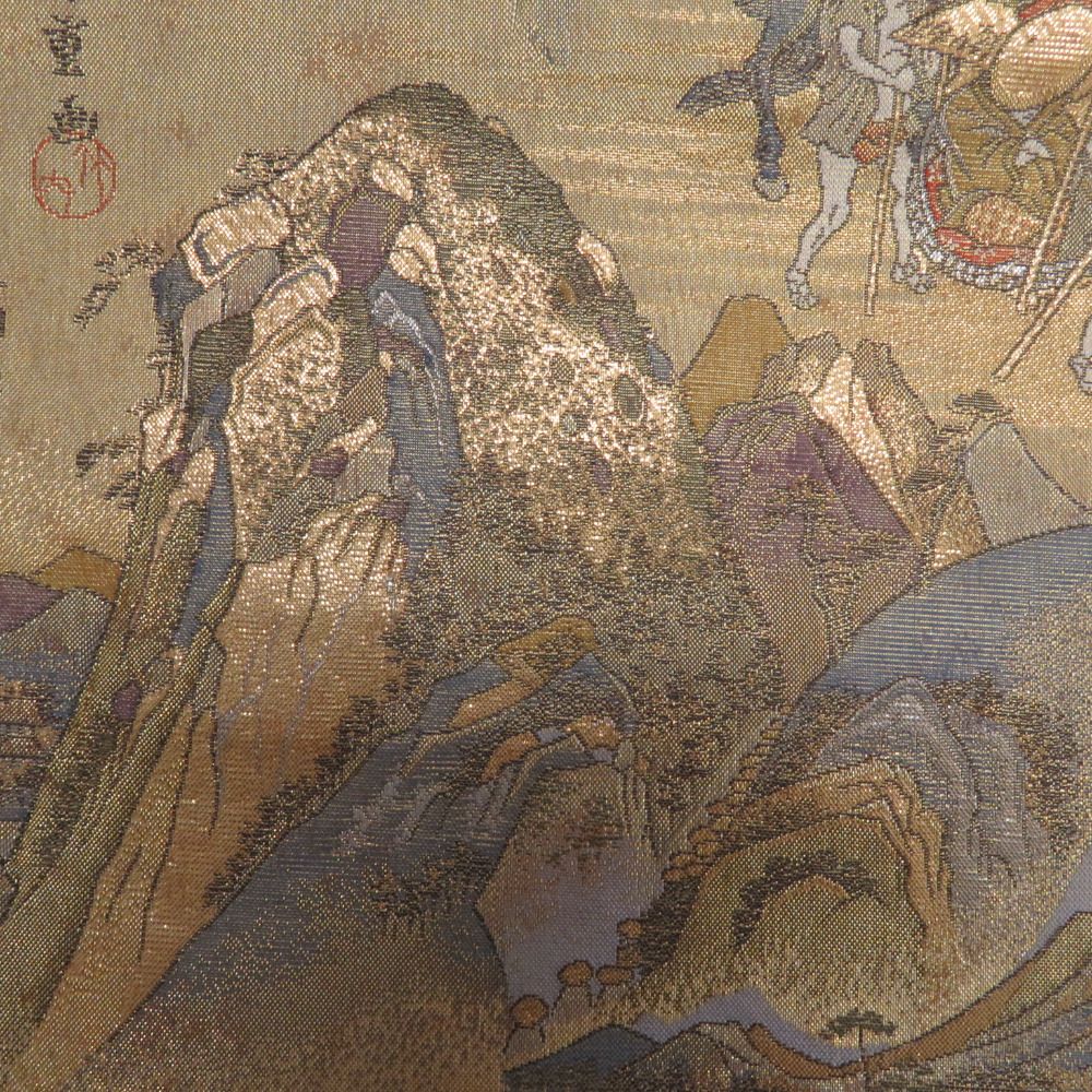 袋帯 東海道五十三次 全通絶景図 24金プラチナ二重箔 ゴールドx多色