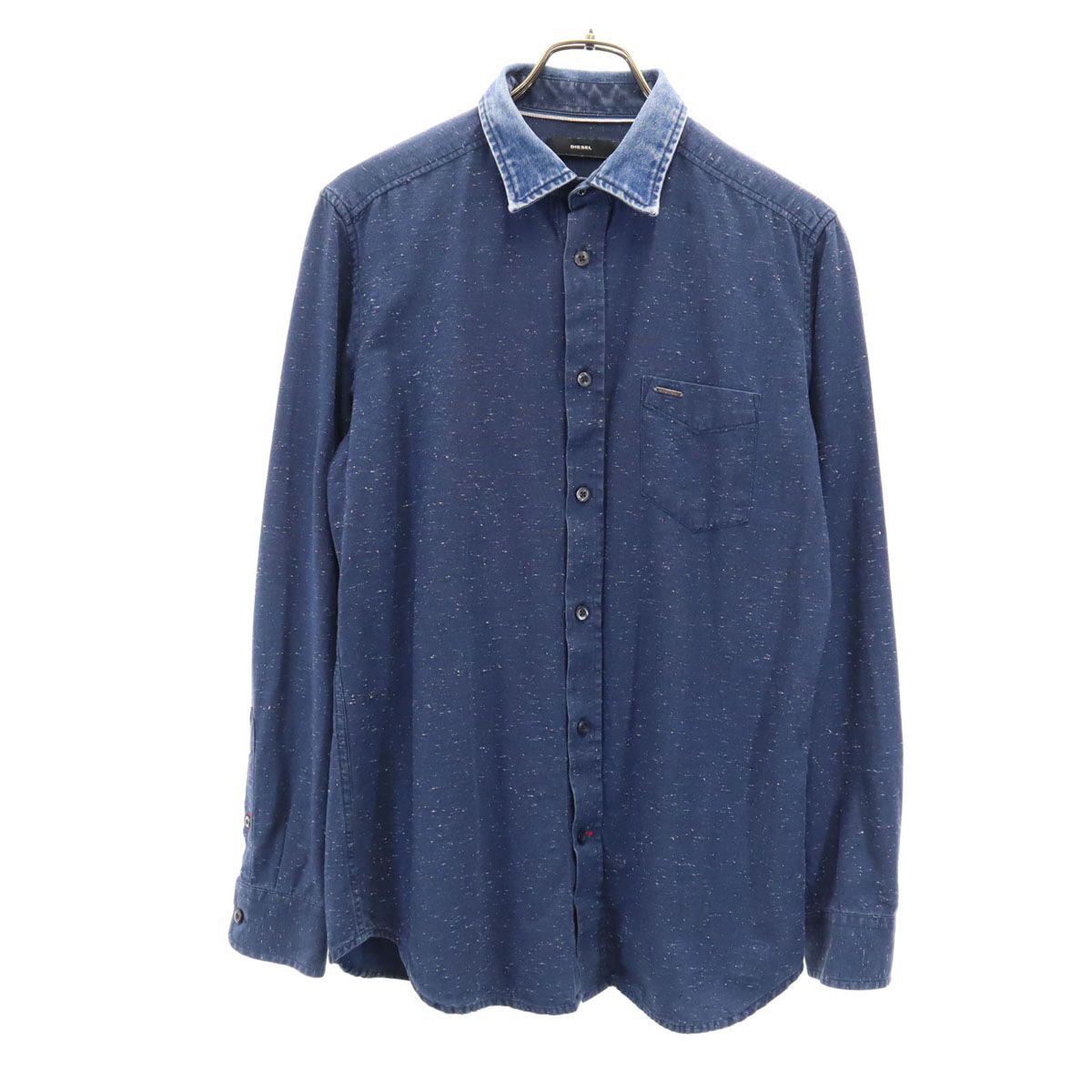 DIESEL ディーゼル 長袖 コットンシャツ S ネイビー メンズ 古着