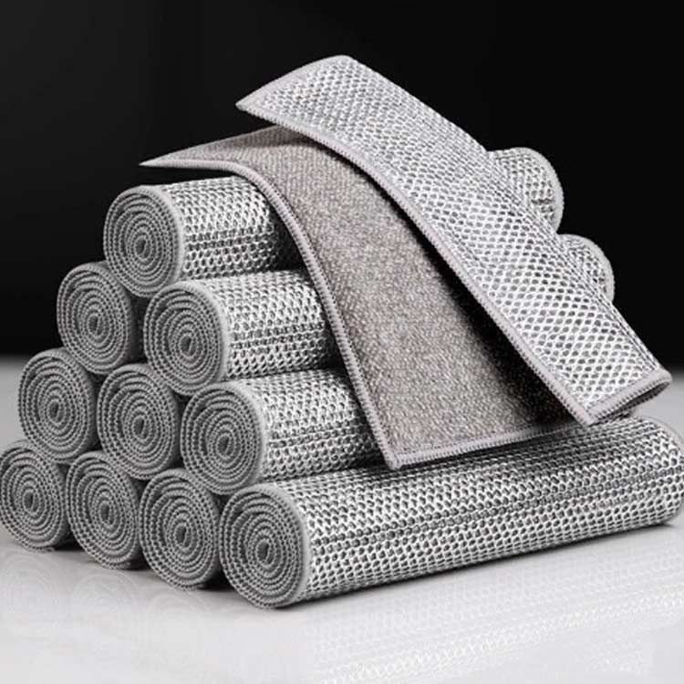 リバーシブル 竹炭 キッチンクロス 10枚セット 銀糸入り 両面使用 ふきん お手入れ簡単 ワイヤーふきん 防油 耐熱 耐久性 繰り返し使用 食器洗い 吸水 速乾 キッチンクロス キッチン雑巾 キッチ jyonn3202