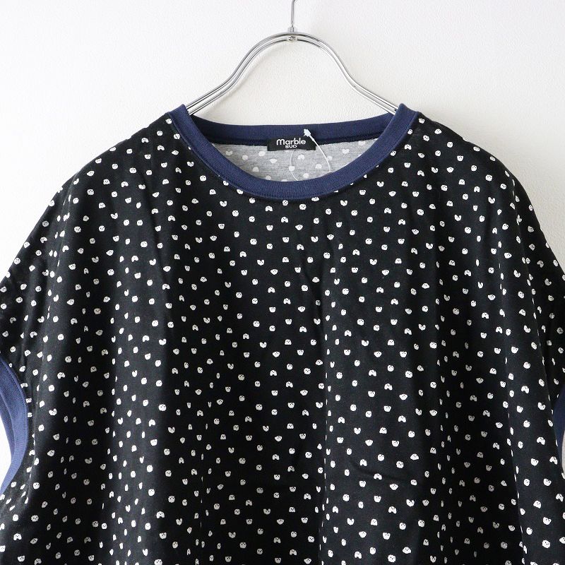 2025 SS マーブルシュッド marble SUD Mame dot ユルTシャツ F｜ブラック トップス フレンチスリーブ カットソー