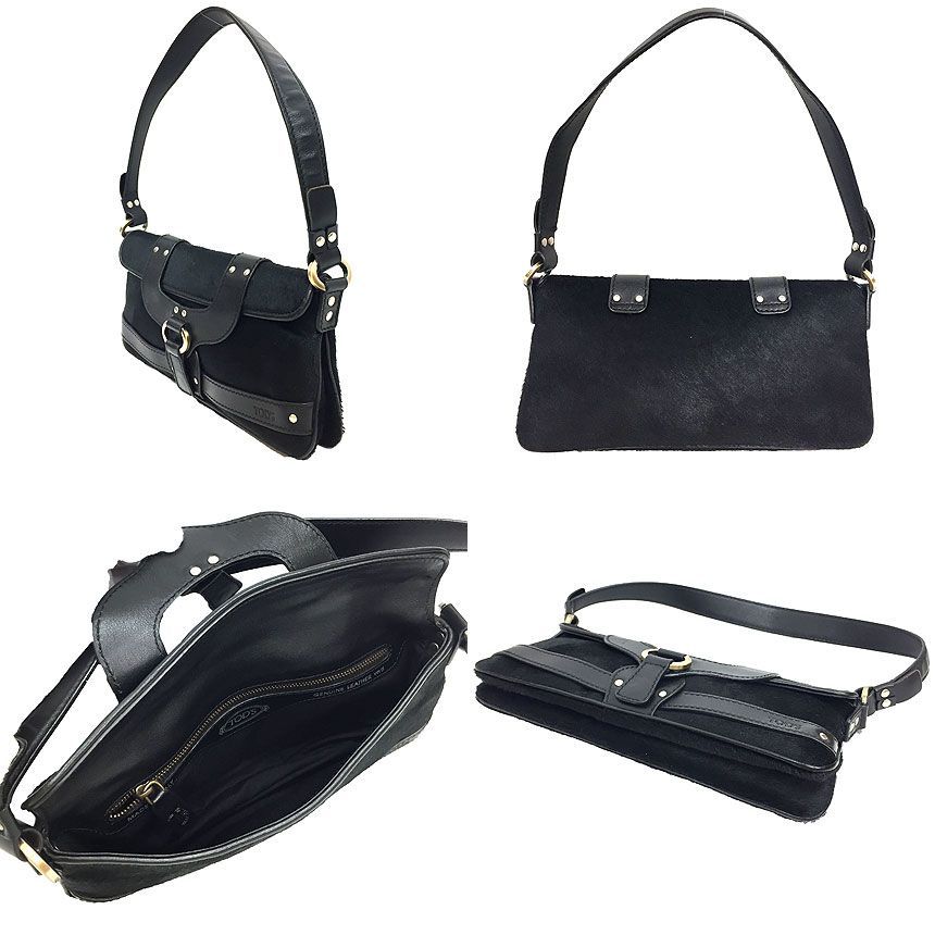 TOD'S トッズ ハラコ ショルダーバッグ 黒 aq10603 【公式通販】
