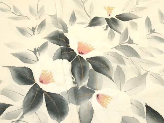 平和屋着物○訪問着 紬地 手描き 風景草花文 正絹 逸品 AAAV7213zg