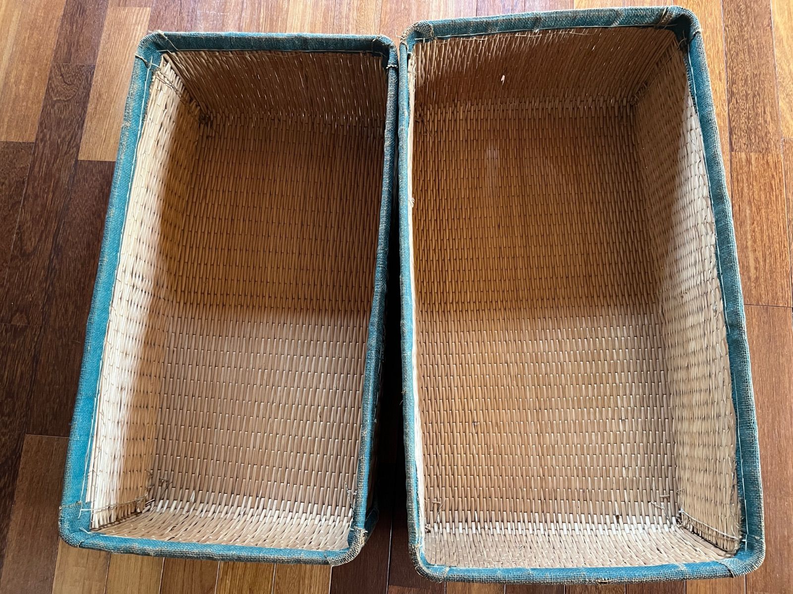 【最終価格】 ② 竹行李 柳こおり 昭和レトロ 葛籠 竹細工 大籠 箪笥カゴ ☆昭和レトロ 古民具 こうり 竹行李 柳行李 収納箱 衣装箱☆ 柳行李
