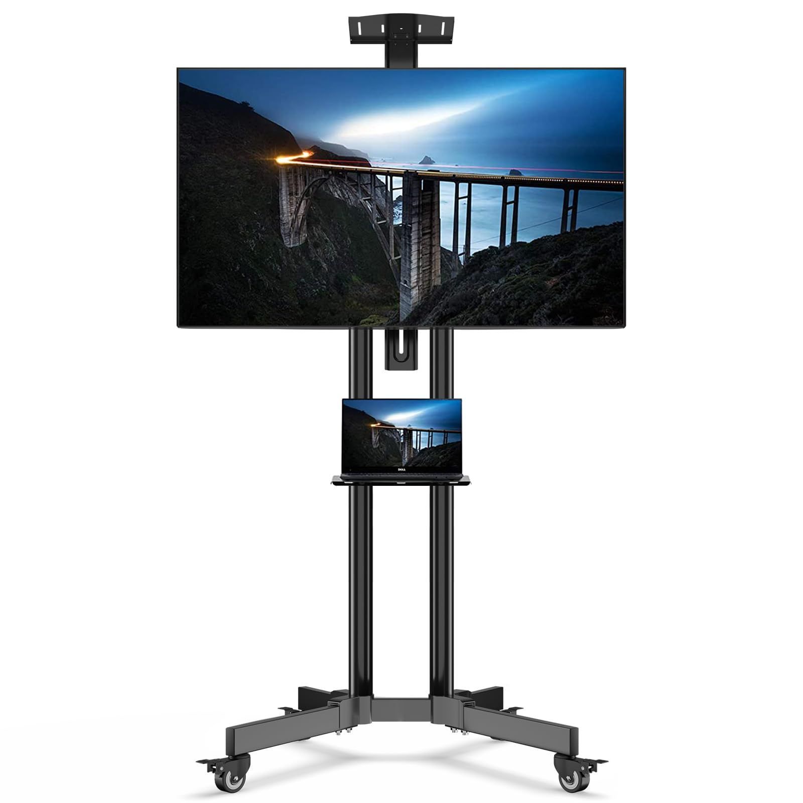 METIYA 小型 テレビスタンド 白 移動式 キャスター付き テレビ台 壁