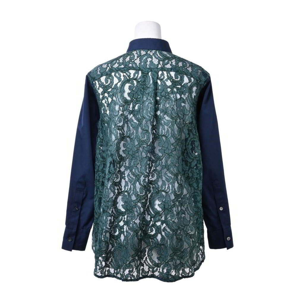美品!! sacai luck バックレースシャツ sacai luck バックレース切替 コットン シャツ - メルカリ