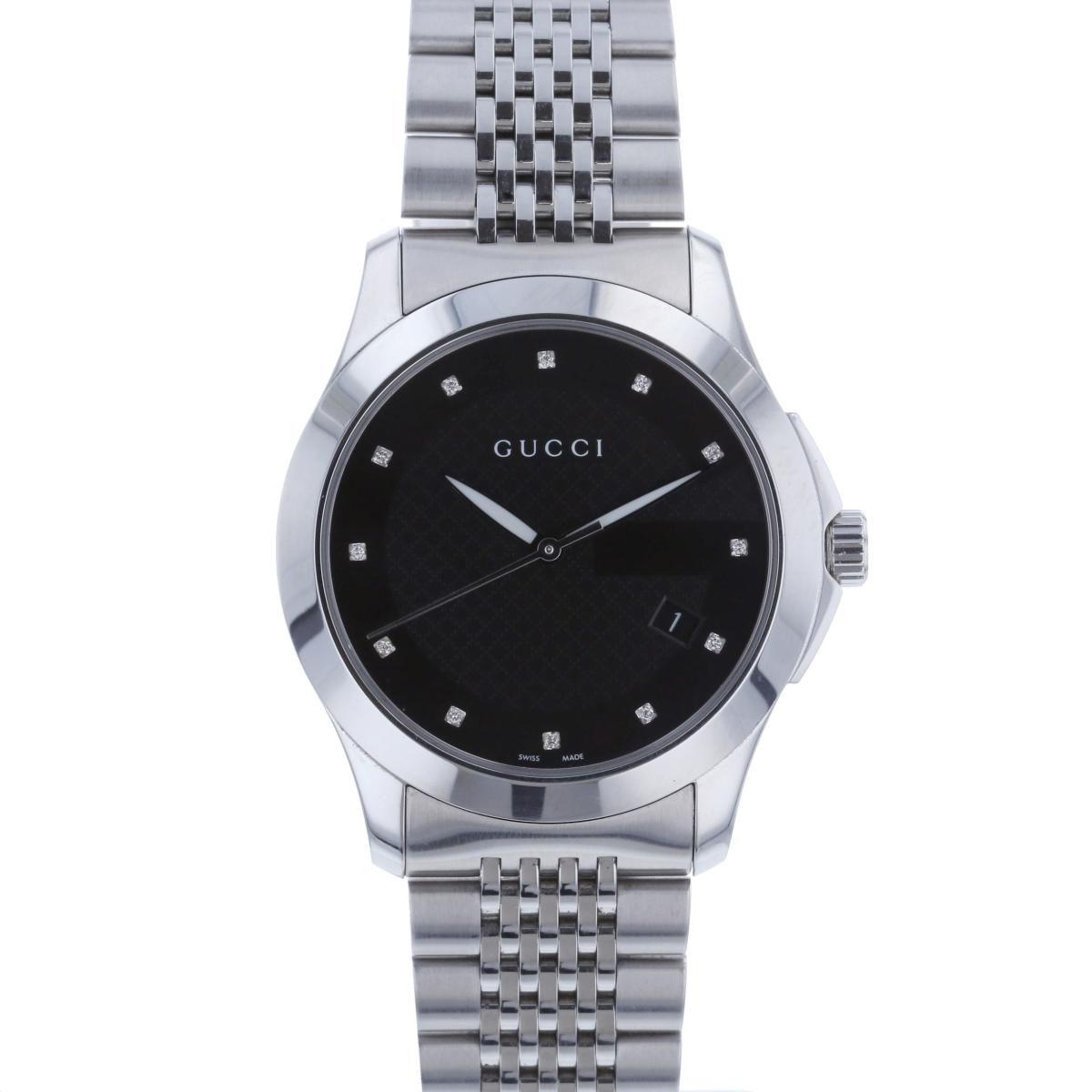 中古】 GUCCI （グッチ） Gﾀｲﾑﾚｽ 12P ﾀﾞｲﾔﾓﾝﾄﾞ 時計 ｸｵｰﾂ/ﾒﾝｽﾞ G 