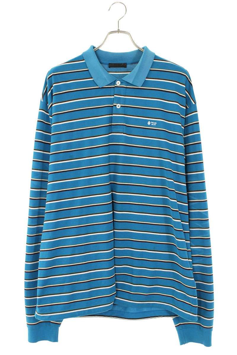 プラダ UJL81C ロゴ刺繍ポロ長袖カットソー メンズ XL