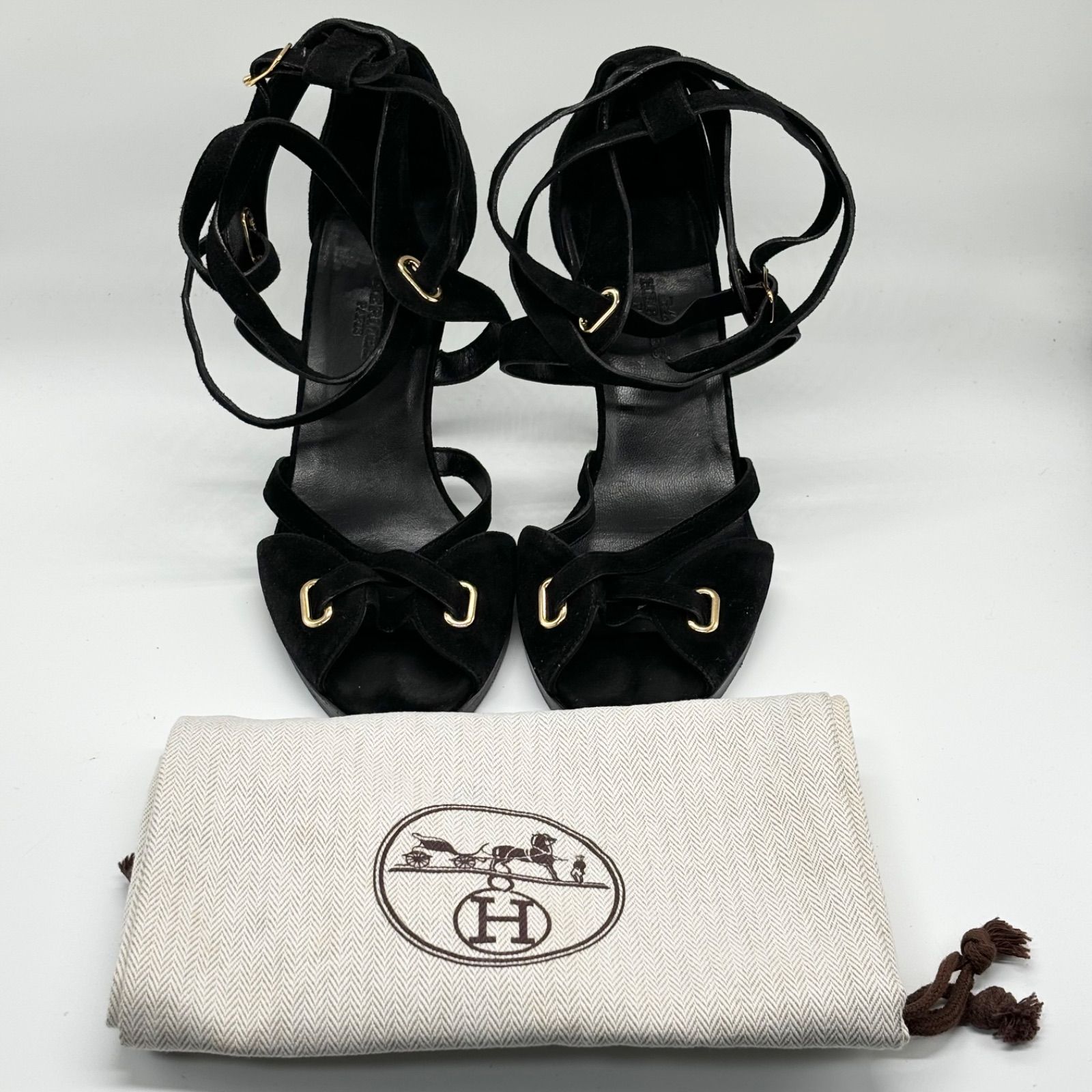 HERMES Semelle Cuir サンダル（黒革）