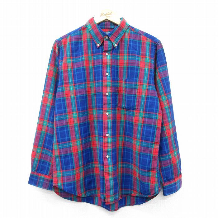 L/古着 ペンドルトン 長袖 ウール シャツ メンズ 80s ボタンダウン 紺他 ネイビー チェック spe 25feb13 中古 トップス