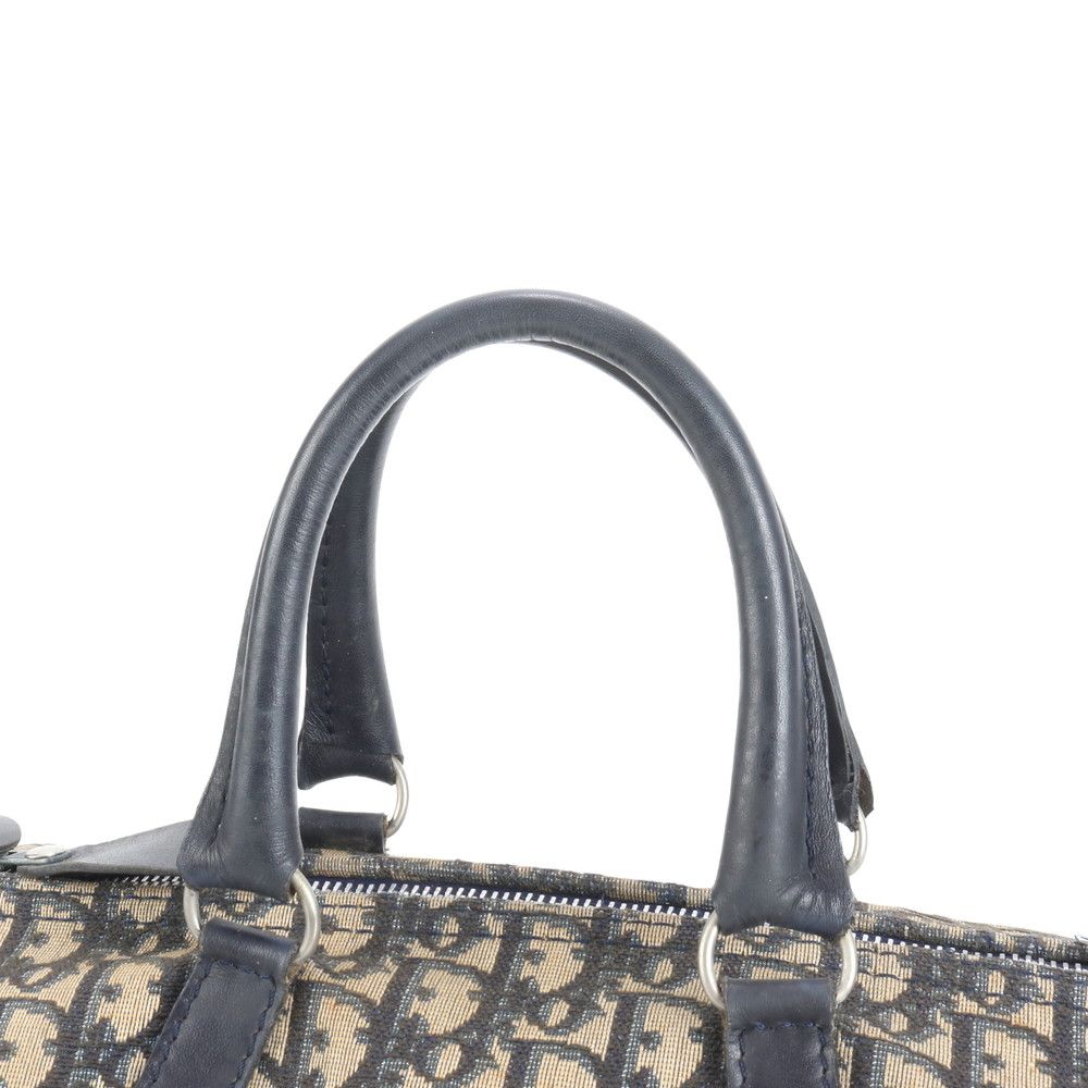 クリスチャンディオール トロッター ミニ ボストン レザー ハンドバッグ トート ネイビー 紺 レディース ERE CV33-6