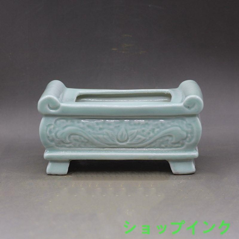 北宋汝窯青釉瓜稜双耳瓶  景徳鎮 陶磁器 装飾品 工芸品 美術品 置物 宋汝窯天青色三鳳鳥香炉 景徳鎮 陶磁器 装飾品 現代工芸品 美術