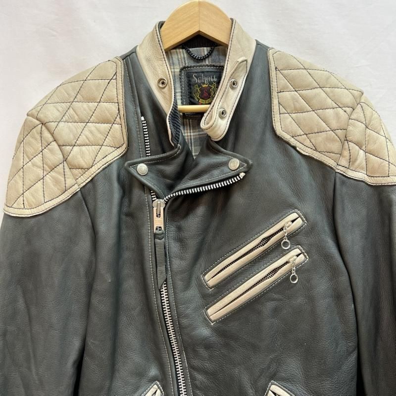 Schott ショット ダブルライダースジャケット ドクロ キルテッドパッド Schott ショット ダブルライダースジャケット ドクロ キルテッドパッド