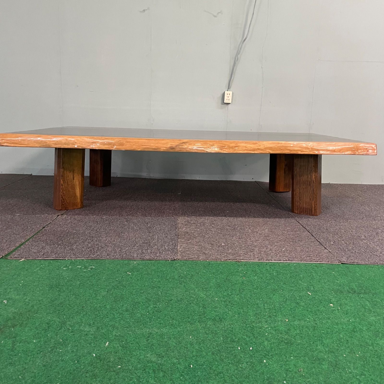 ♭ 花梨 天然木 一枚板 無垢 座卓 座敷机 約68kg リビングテーブル 