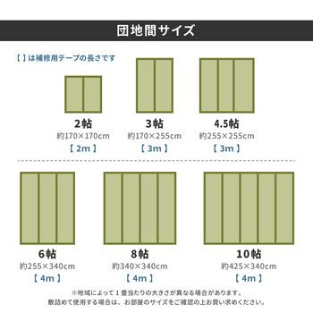 フリーカット上敷き 補修テープ付き 団地間8畳 縁補修テープ4m 双目織 撥水 裏貼り 江戸間 本間 団地間 MARWIL-DEMENAGEMENTS_CH