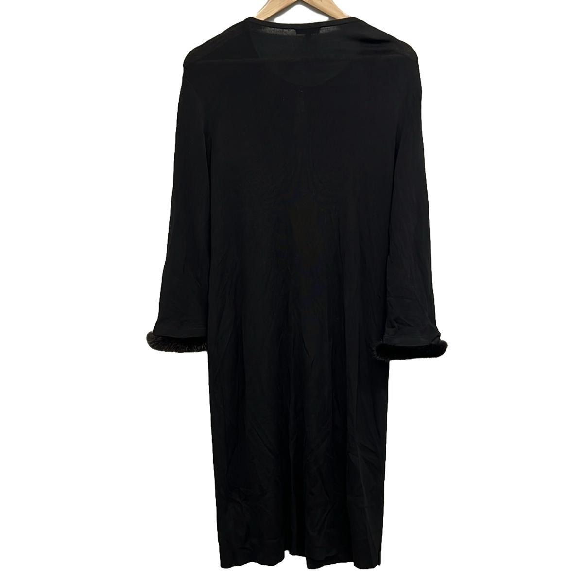 ESCADA エスカーダ カーディガン サイズL レディース - 黒×ダークブラウン 長袖|ミンク|ロング丈