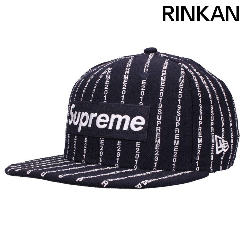 シュプリーム ×ニユーエラ 19SS Text Stripe New Era Cap テキストストライプニューエラ帽子 メンズ 7.5