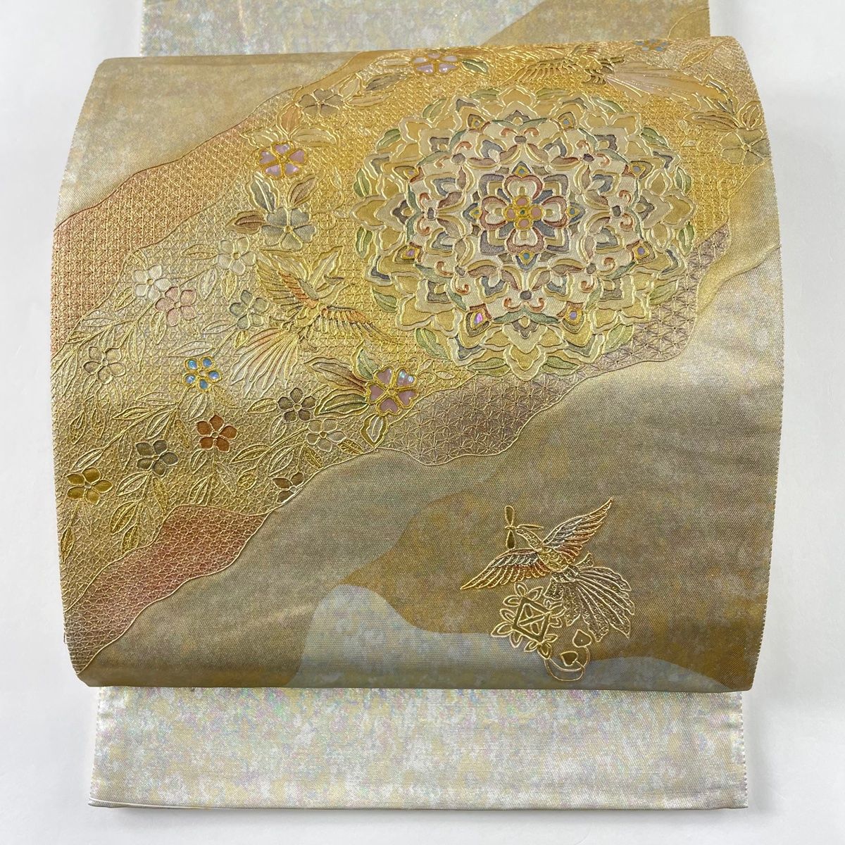 袋帯 秀品 華文 花鳥 金彩 箔 金色 お太鼓柄 正絹 【中古】 - メルカリ