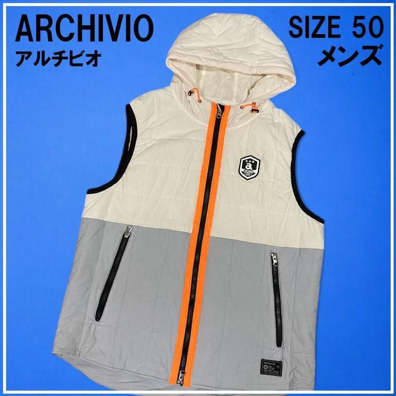 ARCHIVIO アルチビオ 切替 フード付中綿ジップベスト 50 グレー ARCHIVIO アルチビオ 切替 フード付中綿ジップベスト 50 グレー