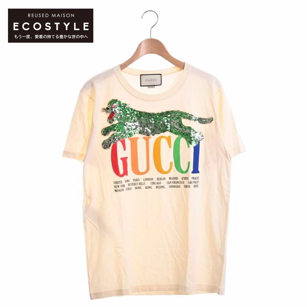 GUCCI グッチ 国内正規 492347 スパンコールタイガー Tシャツ S