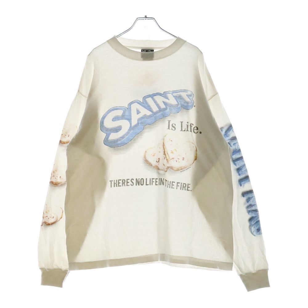 SAINT MICHAEL セントマイケル 24SS ×Shermer ACADEMY HEART CKIE L|S TEE シャーマーアカデミー ヴィンテージ加工 ハートクッキープリント クルーネック 長袖Tシャツ SM-YS1-0000-C39