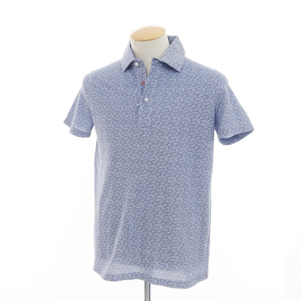 【未使用】ISAIA イザイア　コットン鹿の子ポロシャツ 半袖　ネイビー 中古】イザイア ISAIA コットン鹿の子 半袖ポロシャツ ライト
