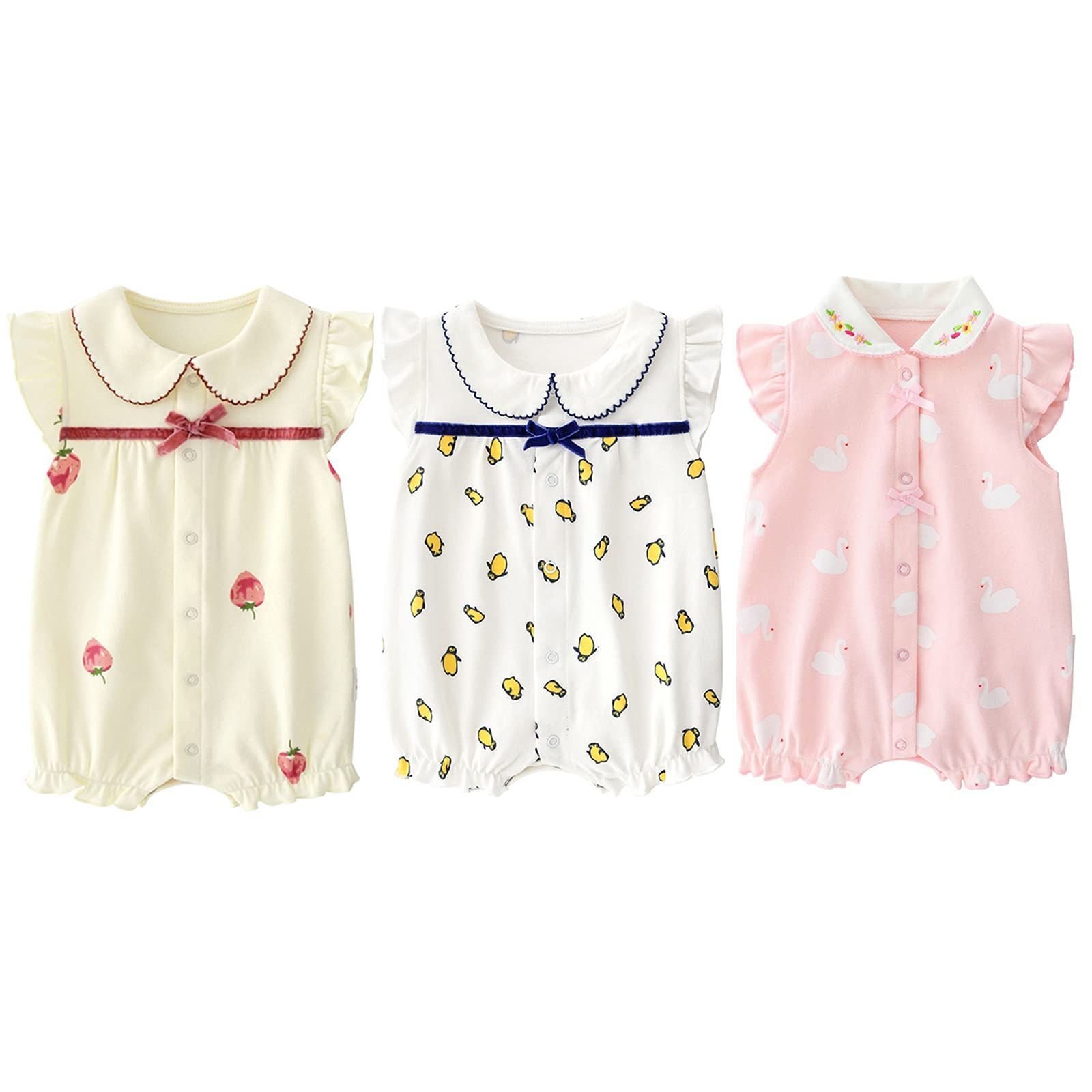 【新品未開封】 ロンパース 女の子 赤ちゃん 夏 カバーオール ノースリーブ 前開き かわいい [Feidoog] 着替え便利 柔らかい 綿 ロンパース 女の子 ノースリーブ おむつ替え ボディスーツ オシャレ