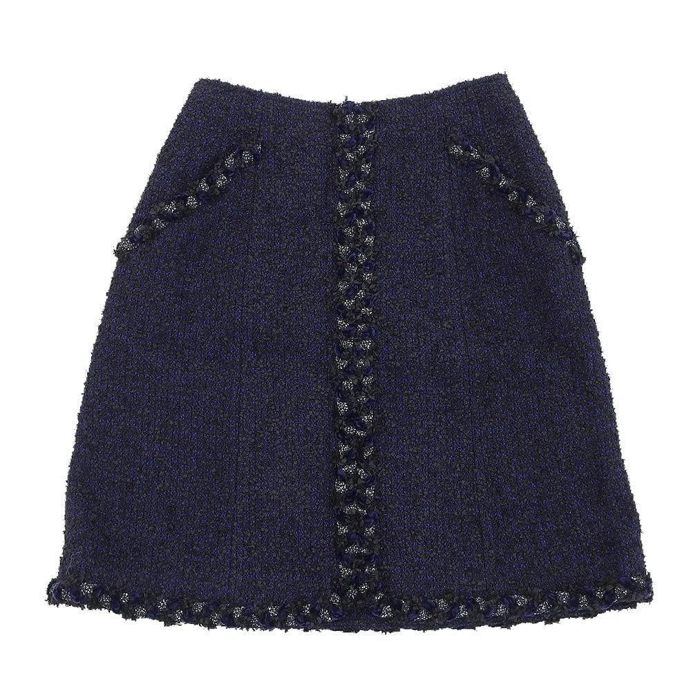 超美品 ルネ Rene 現行タグ ツイード ベロア トリミング セミフレア  