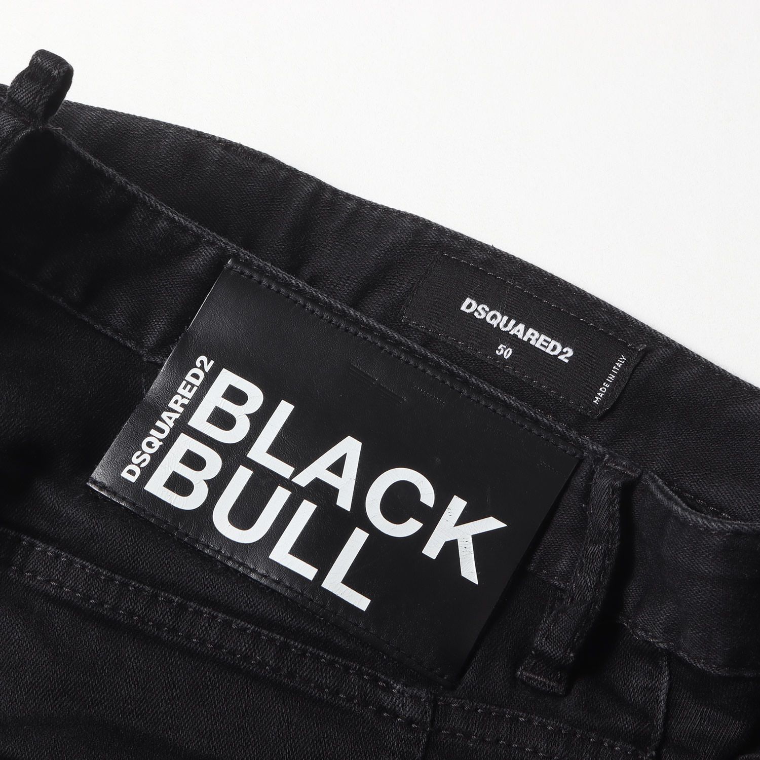 メンズ 希少良品DSQUARED2ディースクエアードBLACK BULLストレッチ50黒