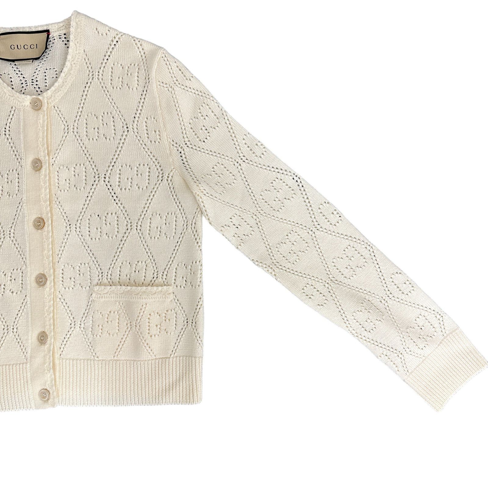 GUCCI カーディガン GGロゴ 長袖 GG インターシャ ウール カーディガングレー | GUCCI公式