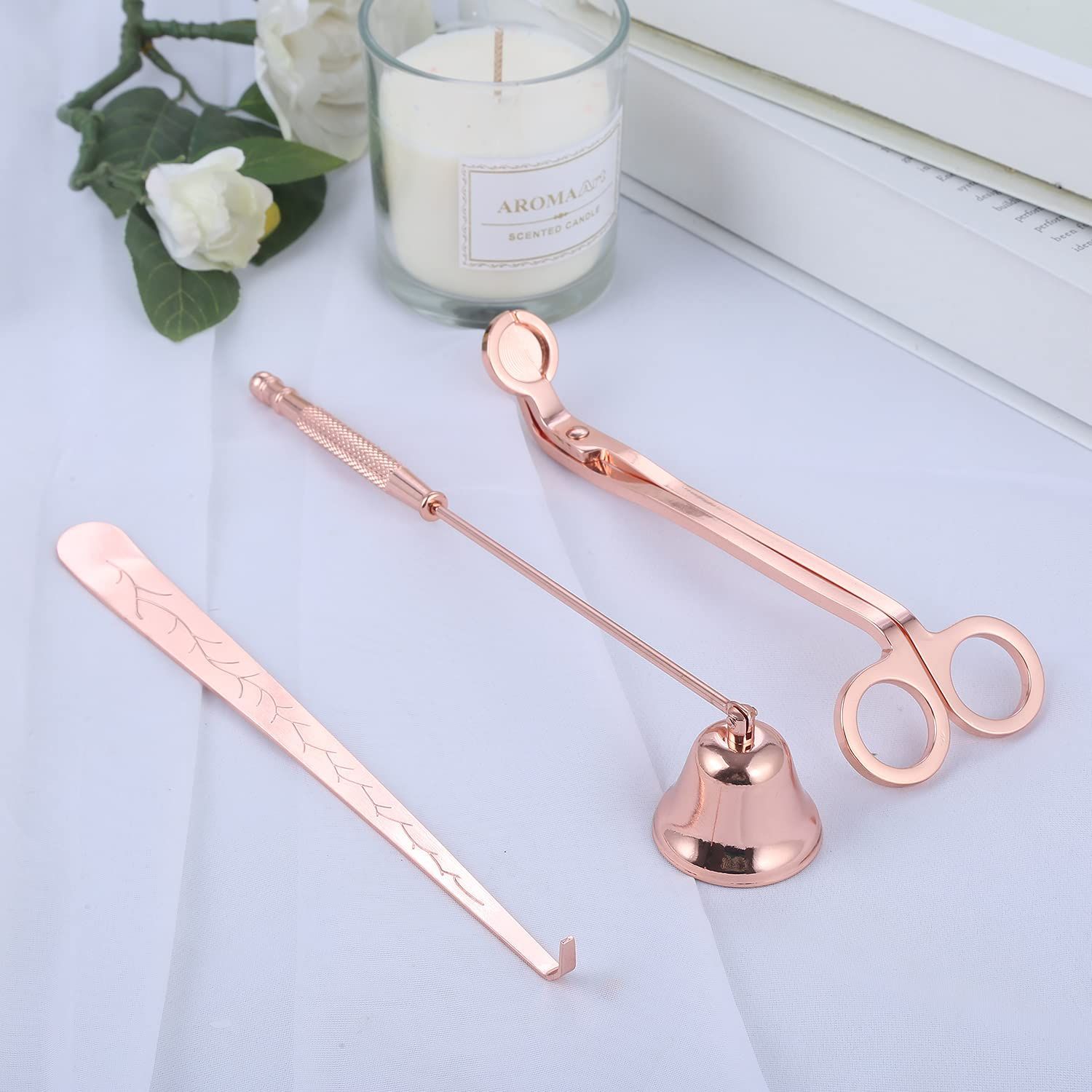 キャンドル消し キャンドル用芯 アロマランプ家庭用 ろうそく消 芯切り 仏壇用キャンドル キャンドル キャンドルトリマー 仏具 芯切りはさみ 火消しツール ろうそく火消し スナッファー 仏壇 Surieen 3点セット