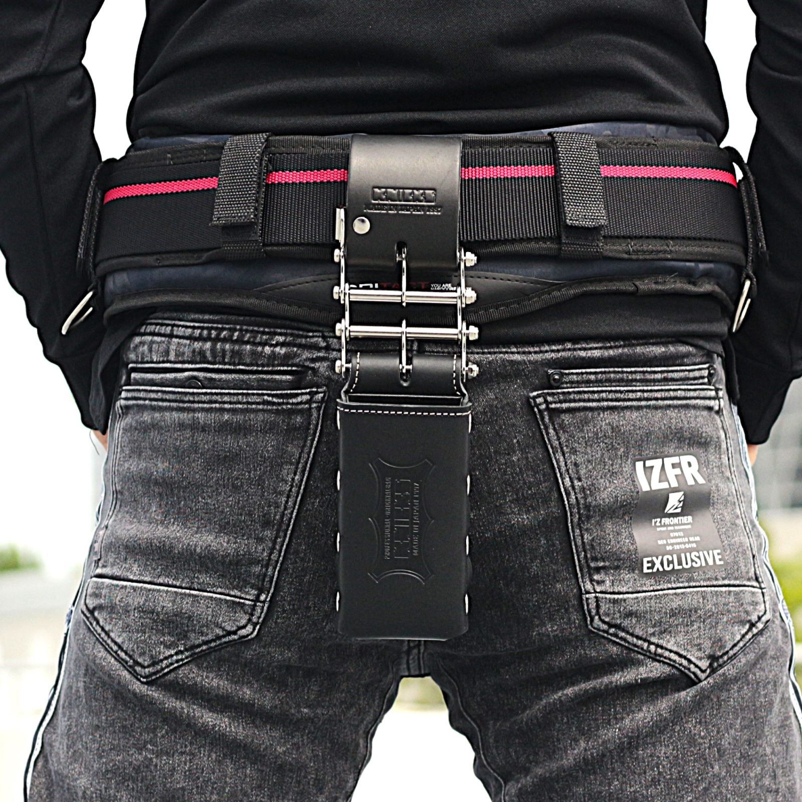 ニックス ３連結チェーン鳶レベルホルダー 総ヌメ革 ブラック KBS100L HRDEVELOPMENT_JP