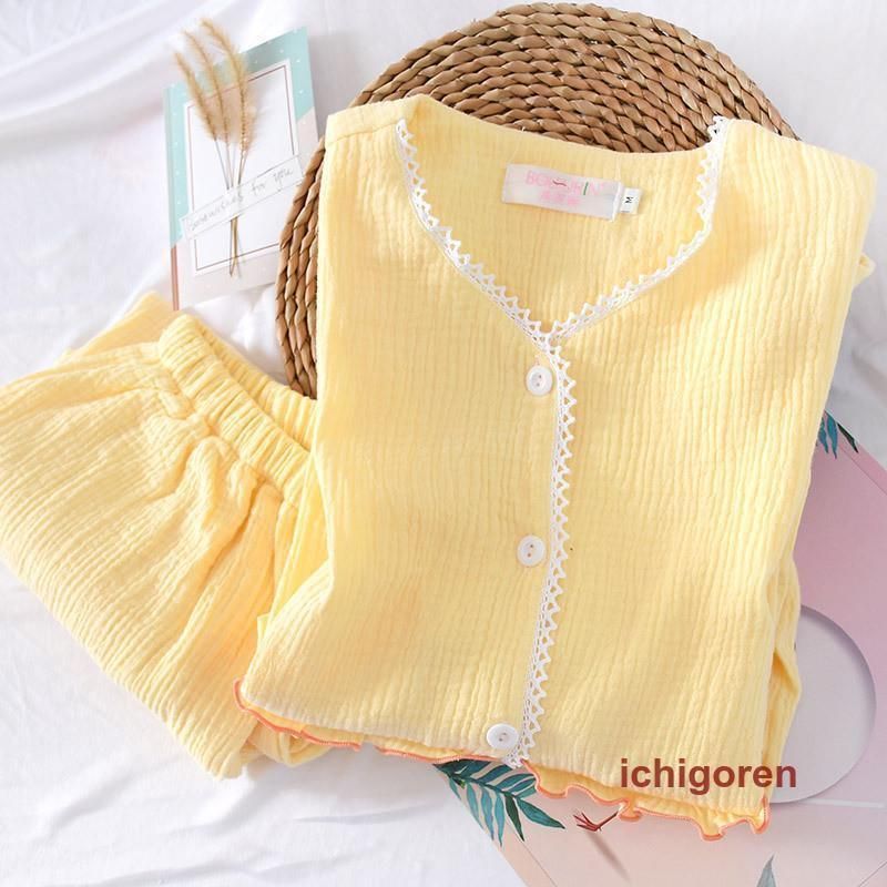 パジャマ ルームウェア レディース ダブルガーゼ 長袖 前開き シャツ ロングパンツ 上下セット 通気 吸汗 春夏秋 部屋着 寝巻き 入院 マタニティ