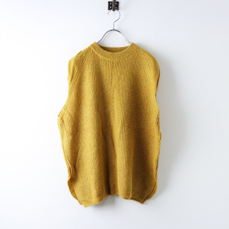2021 マーブルシュッド marble SUD ウール混 ニットワイドベスト/マスタード ジレ トップス ノースリーブ ハイネック【2400014279634】