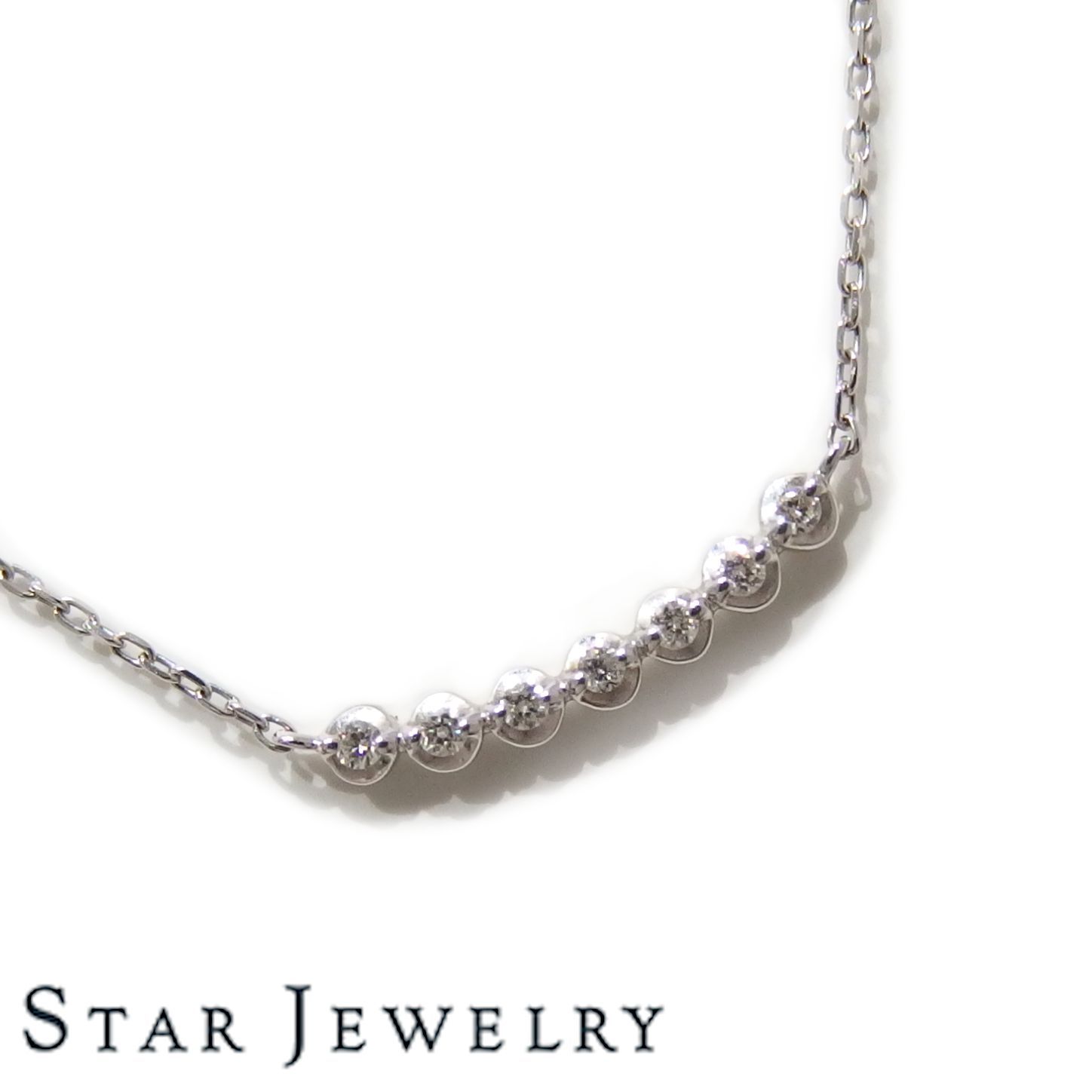 美品☆STAR JEWELRY Girl K10 ホワイトゴールド ダイヤモンド 0.03ct ライン ネックレス スタージュエリー ガール☆ -  メルカリ