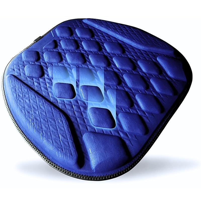 Relieve.Amis 車シートクッション 3D体圧分散GELパッド ゲルクッション 車 座布団 カーシートクッション 運転席 通気性 (ネイビーブルー)