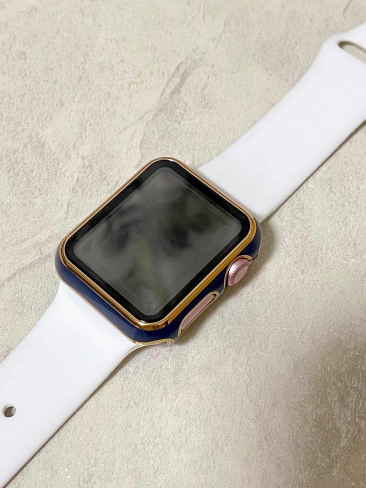 Apple Watchプラスチック文字盤 ケースカバー41mmブラック ゴールド