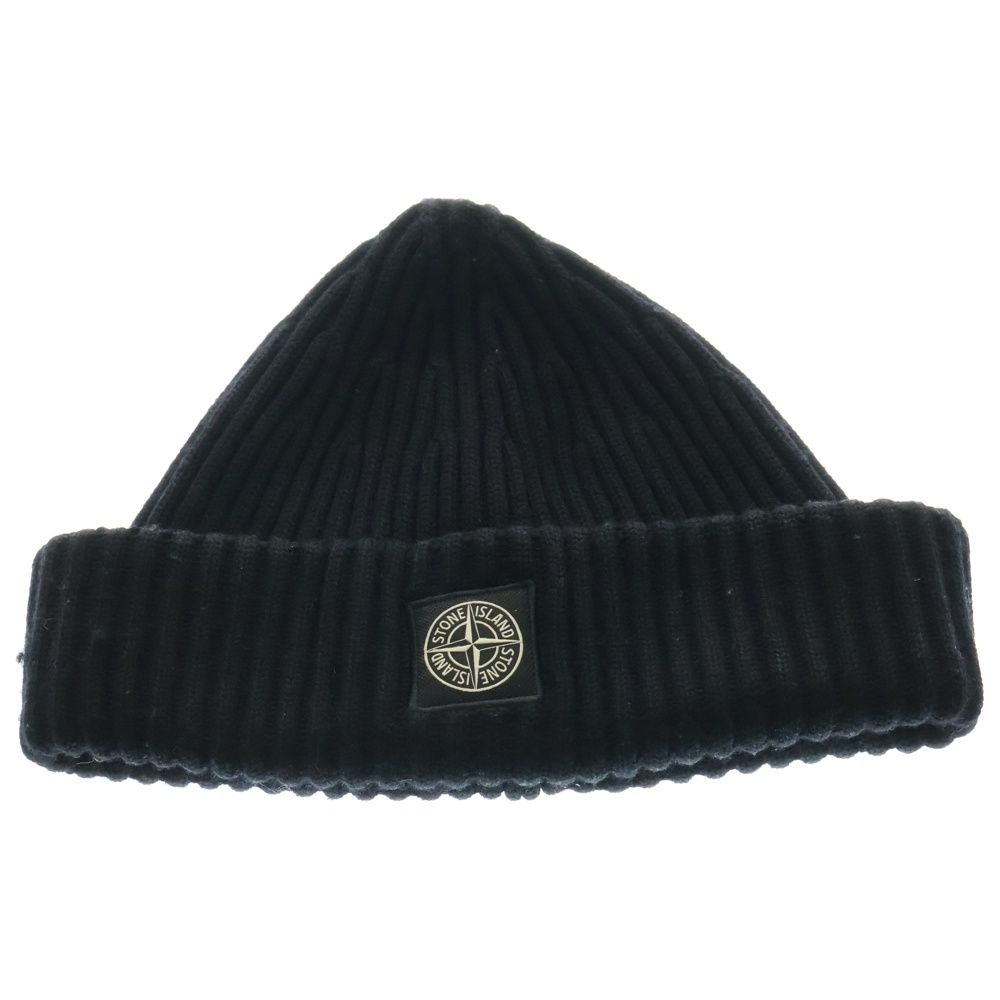STONE ISLAND ストーンアイランド COMPASS フロントロゴ刺繍ニット帽 ビーニー ブラック 7915N22C3