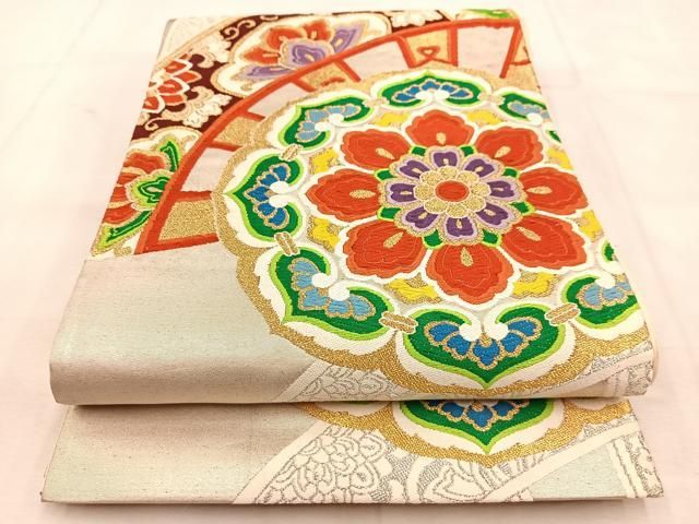 お値下！【逸品】ゑり善　☆草木染め☆ 高級唐織　紗袋帯　夏帯　美品　金糸なし 平和屋着物◎六通柄袋帯 唐織 正倉院更紗花文 金銀糸 正絹 逸品