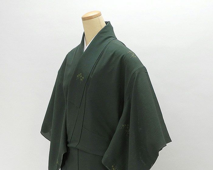美品未着用 辻村寿三郎落款 絽縮緬 夏着物 正絹“優しい涼味と萩”小紋 K-47 美品未着用 辻村寿三郎落款 絽縮緬 夏着物 正絹“優しい涼味と萩”