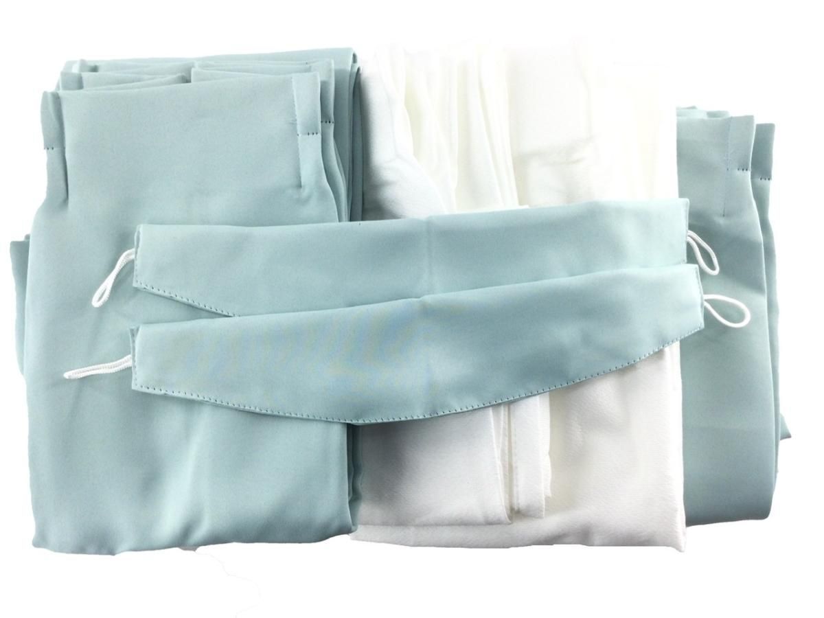 ドレープカーテン 1級遮光 形態安定 遮像 遮熱 ＆ レースカーテン UVカット 花粉キャッチ ミラー 4枚組 幅100x200cm ライトブルー