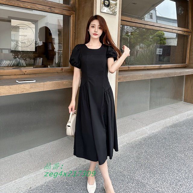 ワンピース 半袖 きれいめ ロングワンピース 半袖 夏 ワンピース 無地 白 ミモレ丈 黒 ロング ワンピース カジュアル レディース シンプル きれいめワンピース zeg4x217309
